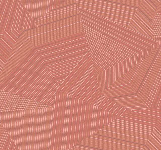 Dotted Maze Desert Red Geometric Metallic Wallpaper - York OI0611
