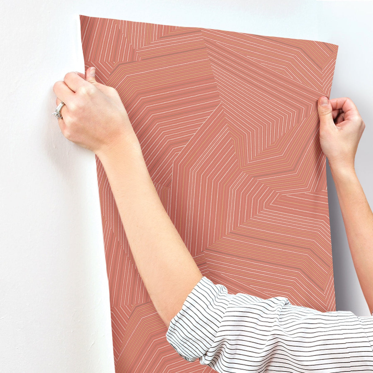 Dotted Maze Desert Red Geometric Metallic Wallpaper - York OI0611