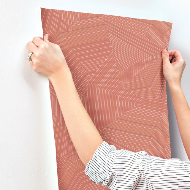 Dotted Maze Desert Red Geometric Metallic Wallpaper - York OI0611