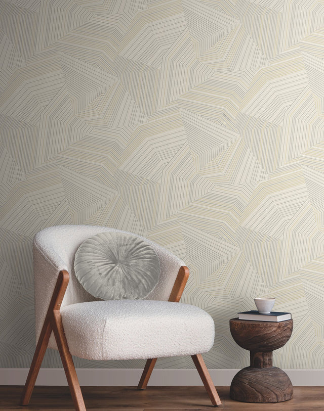 Dotted Maze Taupe Wallpaper with Metallic Geometric Dotted Lines - York OI0612