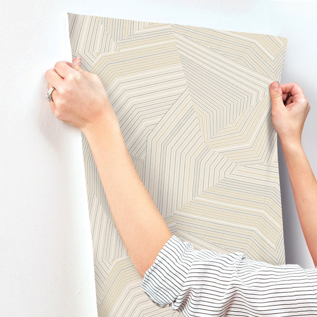 Dotted Maze Taupe Wallpaper with Metallic Geometric Dotted Lines - York OI0612