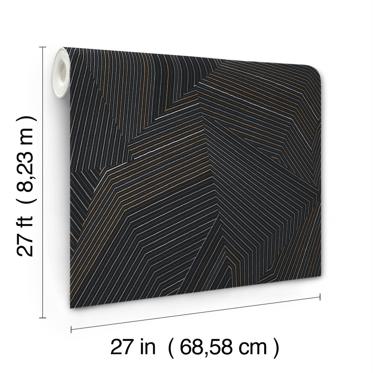 Dotted Maze Black Metallic Geometric Wallpaper - York OI0614