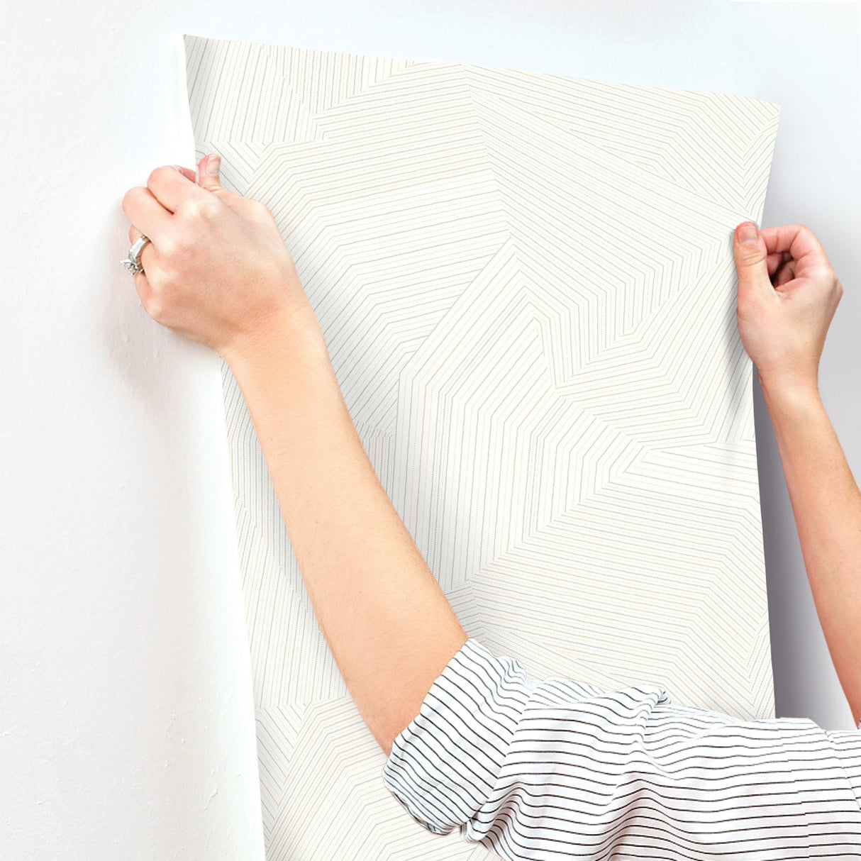 Dotted Maze White Geometric Metallic Unpasted Wallpaper - York OI0615