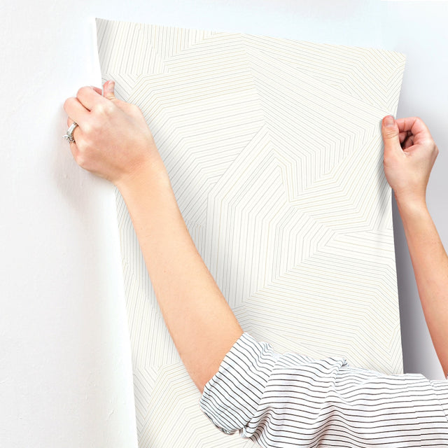 Dotted Maze White Geometric Metallic Unpasted Wallpaper - York OI0615