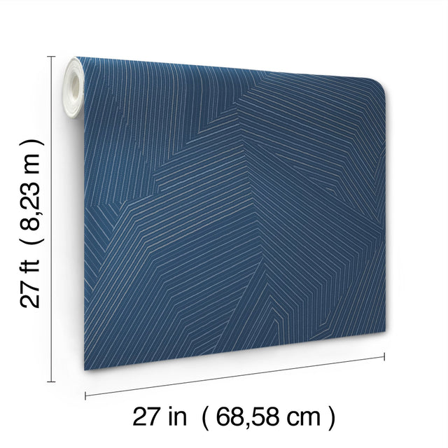 Dotted Maze Navy Wallpaper