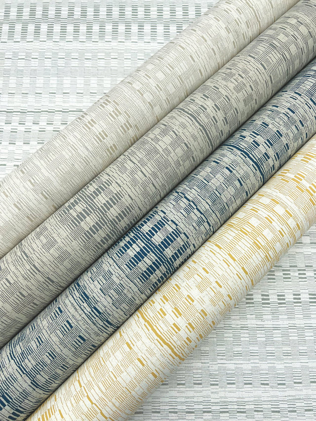Tapestry Stitch Mustard Wallpaper with Raised Ink Weaves Pattern - York OI0621