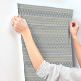 Tapestry Stitch Navy Wallpaper with Raised Ink Weaves Pattern - York OI0625