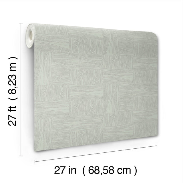 Wicker Dot Sage Metallic Geometric Non-Woven Wallpaper - York OI0631