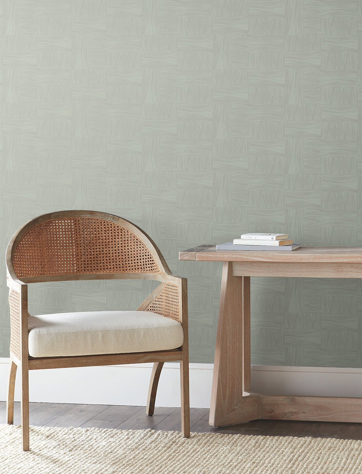 Wicker Dot Sage Metallic Geometric Non-Woven Wallpaper - York OI0631