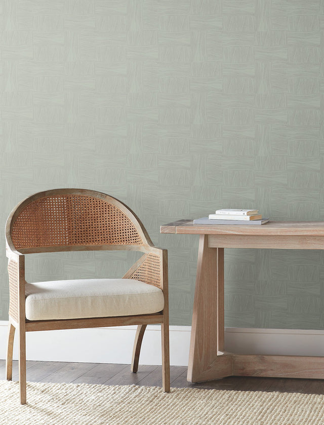 Wicker Dot Sage Metallic Geometric Non-Woven Wallpaper - York OI0631