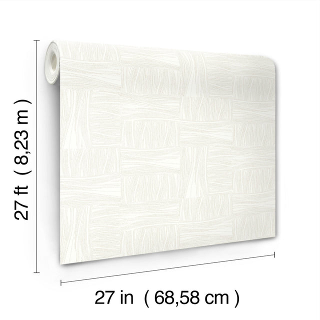 Wicker Dot Ivory Wallpaper with Metallic Geometric Dot Weave - York OI0636