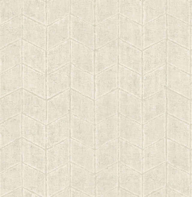 Flatiron Geometric Oyster Wallpaper with Metallic Chevron Pattern - York OI0642