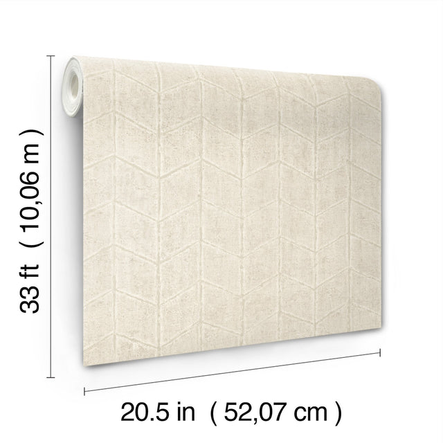 Flatiron Geometric Oyster Wallpaper with Metallic Chevron Pattern - York OI0642