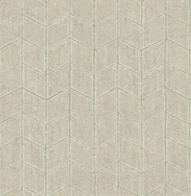 Flatiron Geometric Taupe Wallpaper with Metallic Chevron & Houndstooth Motif - York OI0643