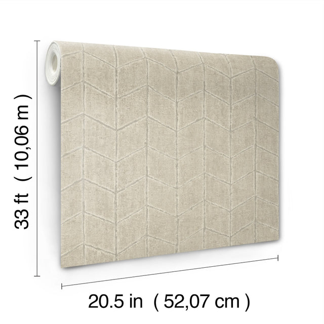 Flatiron Geometric Taupe Wallpaper with Metallic Chevron & Houndstooth Motif - York OI0643