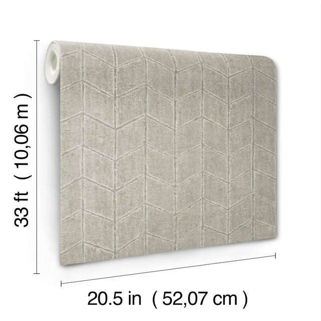 Flatiron Geometric Cement Wallpaper with Metallic Chevron Pattern - York OI0645
