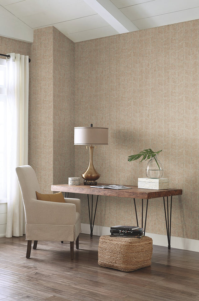Flatiron Geometric Brick Wallpaper with Raised Ink Chevron Texture - York OI0646