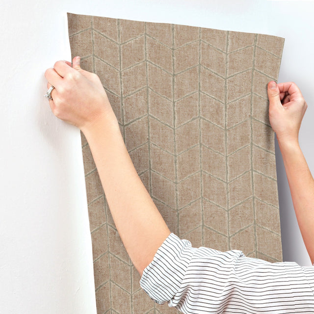 Flatiron Geometric Brick Wallpaper with Raised Ink Chevron Texture - York OI0646