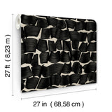 Brushed Ink Black Wallpaper with Calligraphy Brushstroke Pattern - York OI0651