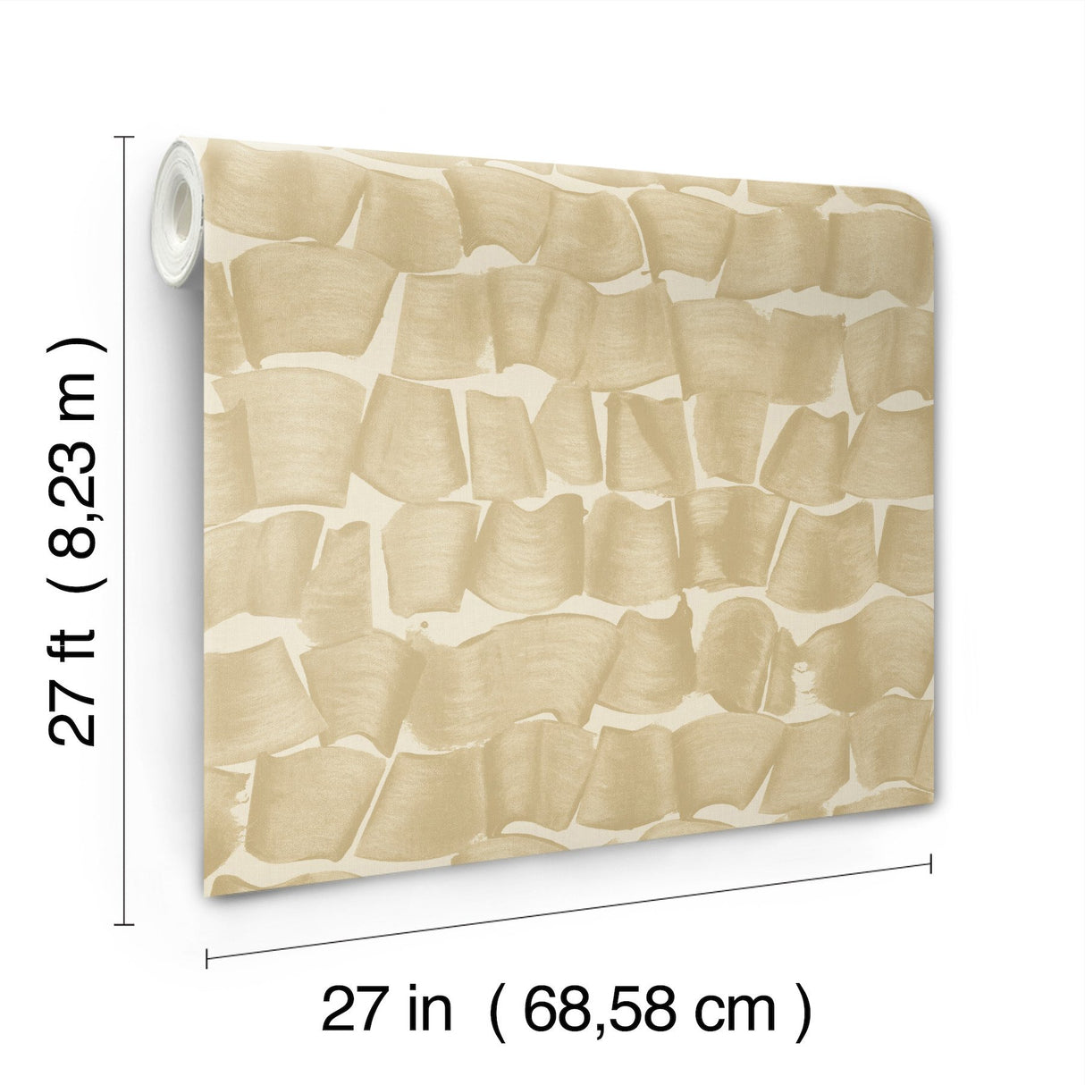 Brushed Ink Gold Wallpaper with Abstract Brushstroke Pattern - York OI0652