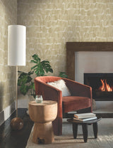 Brushed Ink Gold Wallpaper with Abstract Brushstroke Pattern - York OI0652