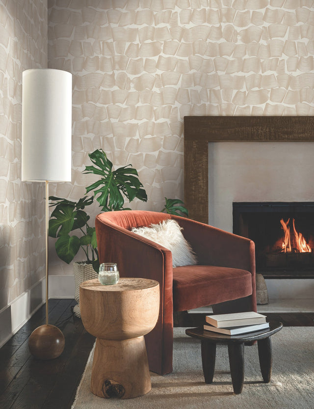 Brushed Ink Blush Wallpaper with Shodo Brushstroke Motif - York OI0653