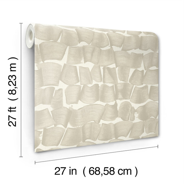 Brushed Ink Taupe Wallpaper with Calligraphic Brushstroke Pattern - York OI0654