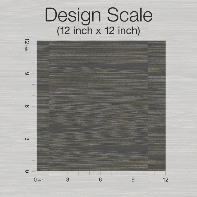 Line Stripe Charcoal Metallic Textured Wallpaper - York OI0661