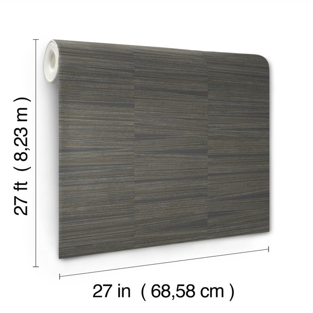 Line Stripe Charcoal Metallic Textured Wallpaper - York OI0661