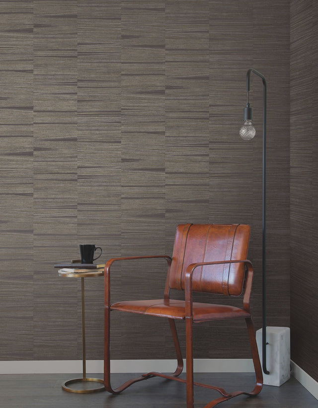 Line Stripe Charcoal Metallic Textured Wallpaper - York OI0661