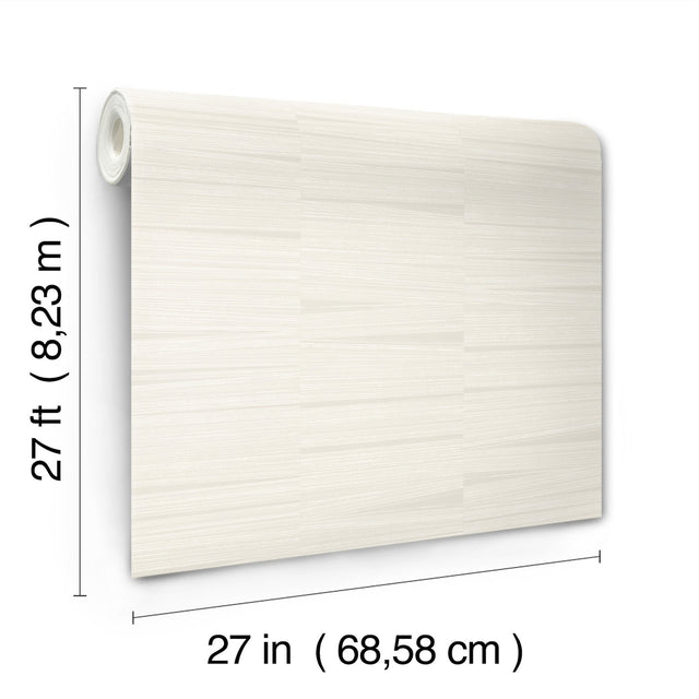 Line Stripe Putty Wallpaper with Metallic Textured Grasscloth Motif - York OI0666