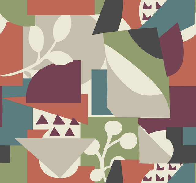 Cut Outs Forest Wallpaper with Geometric Botanical Motif - York OI0671