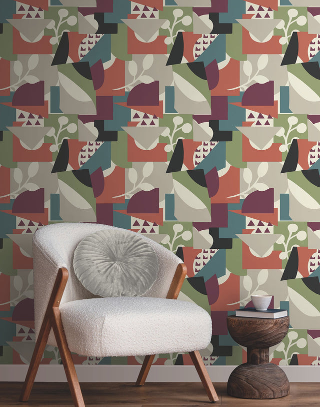 Cut Outs Forest Wallpaper with Geometric Botanical Motif - York OI0671