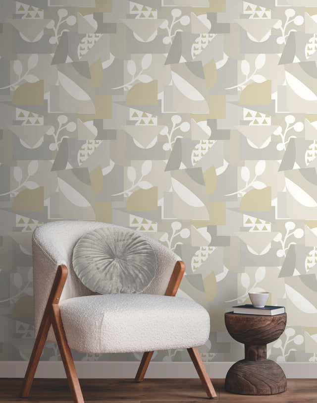 Cut Outs Neutral Geometric Abstract Wallpaper - York OI0672