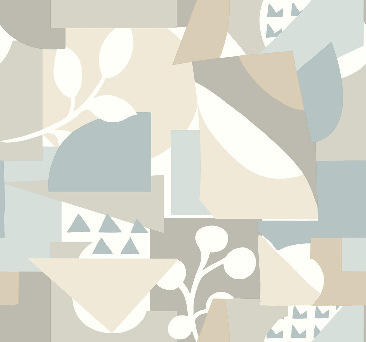 Cut Outs Sky Blue Geometric Wallpaper with Modern Abstract Leaf Motif - York OI0673