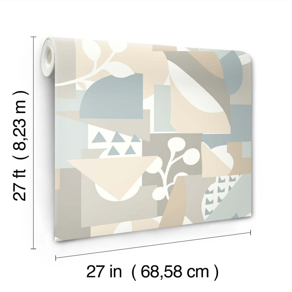 Cut Outs Sky Blue Geometric Wallpaper with Modern Abstract Leaf Motif - York OI0673