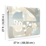 Cut Outs Sky Blue Geometric Wallpaper with Modern Abstract Leaf Motif - York OI0673