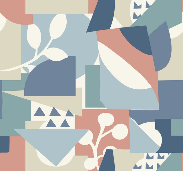 Cut Outs Blue Geometric Matte Non-Woven Unpasted Wallpaper - York OI0674