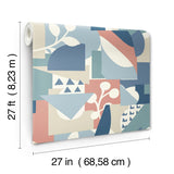 Cut Outs Blue Geometric Matte Non-Woven Unpasted Wallpaper - York OI0674