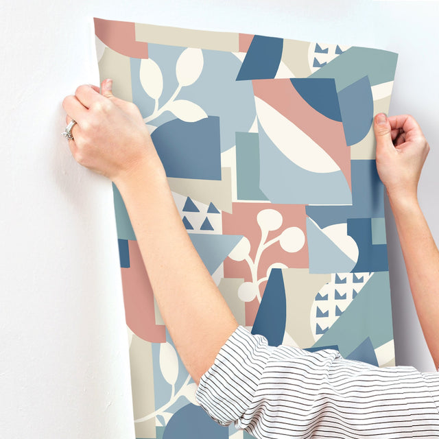 Cut Outs Blue Geometric Matte Non-Woven Unpasted Wallpaper - York OI0674
