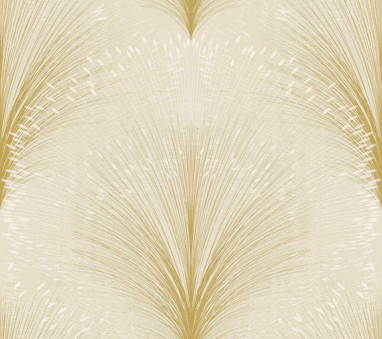 Papyrus Plume Beige Botanical Metallic Wallpaper - York OI0681