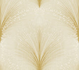 Papyrus Plume Beige Botanical Metallic Wallpaper - York OI0681