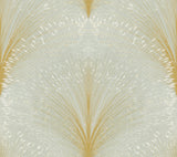 Papyrus Plume Sage Wallpaper with Metallic Botanical Motif - York OI0682