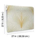 Papyrus Plume Sage Wallpaper with Metallic Botanical Motif - York OI0682