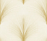 Papyrus Plume Ivory Metallic Wallpaper with Botanical Feathered Grass Motif - York OI0683