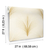 Papyrus Plume Ivory Metallic Wallpaper with Botanical Feathered Grass Motif - York OI0683