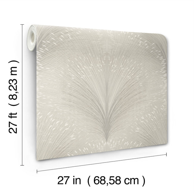 Papyrus Plume Grey Metallic Botanical Wallpaper - York OI0684