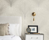 Papyrus Plume Grey Metallic Botanical Wallpaper - York OI0684