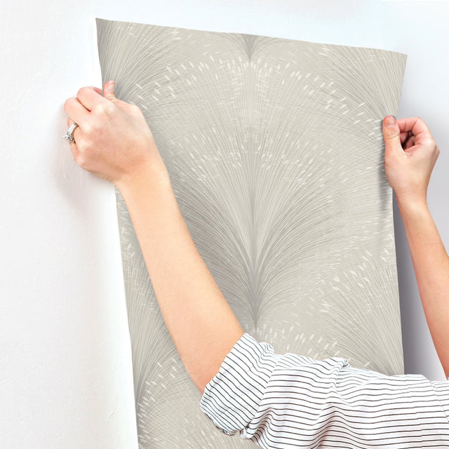 Papyrus Plume Grey Metallic Botanical Wallpaper - York OI0684