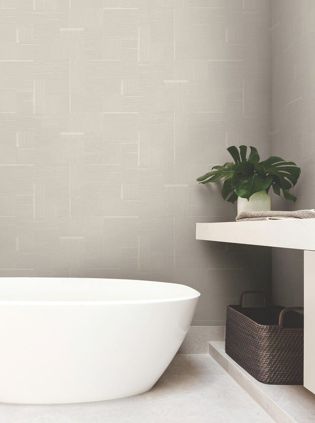 Contour Beige Metallic Geometric Wallpaper - York OI0702